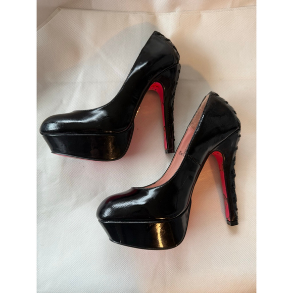 NIB Betsey Johnson Black Patent Leather Corset Dita Platform High Heel Size 7 - Picture 7 of 12